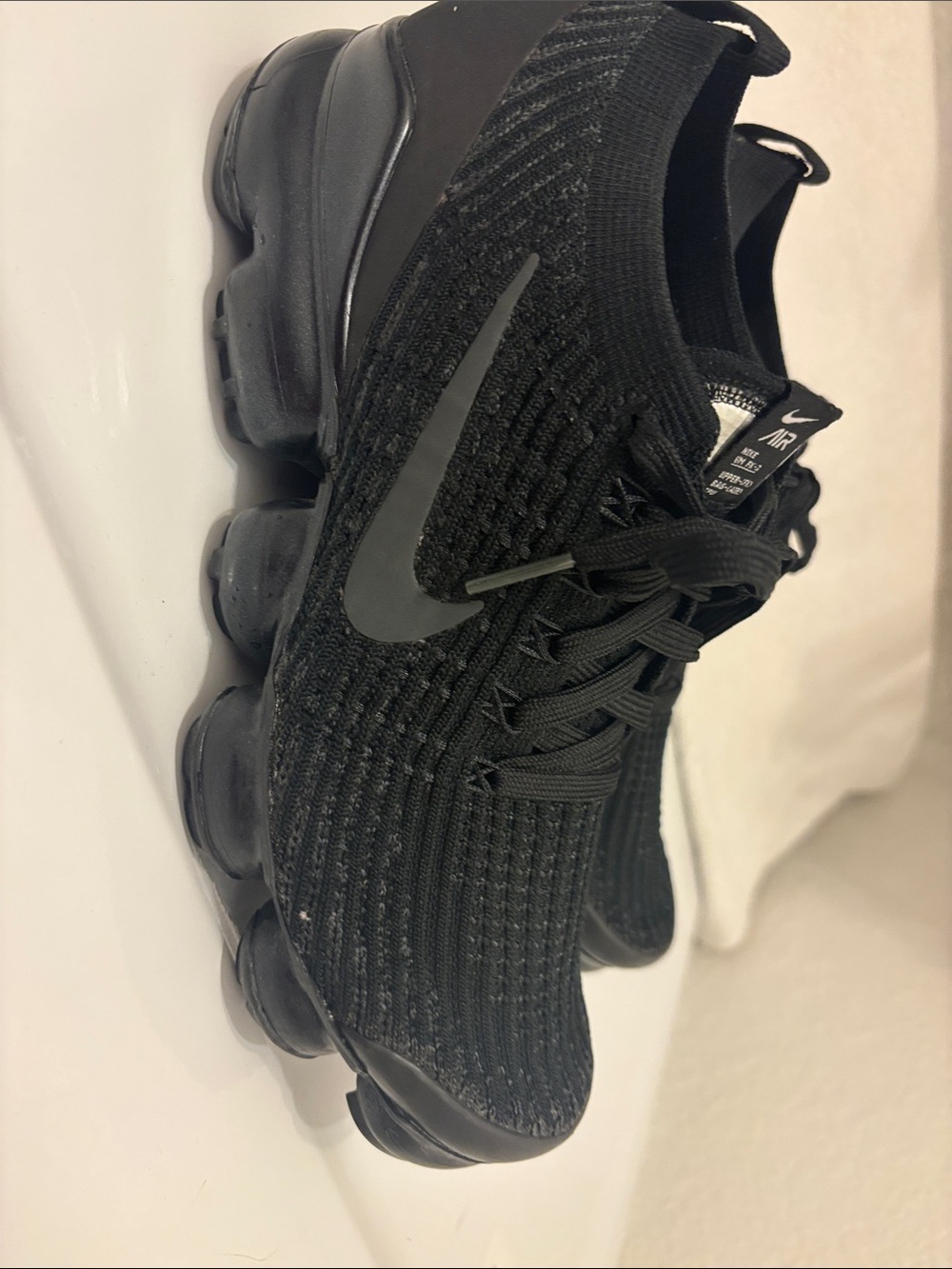 Nike Black Flyknit VaporMax Slip-On Running Shoes